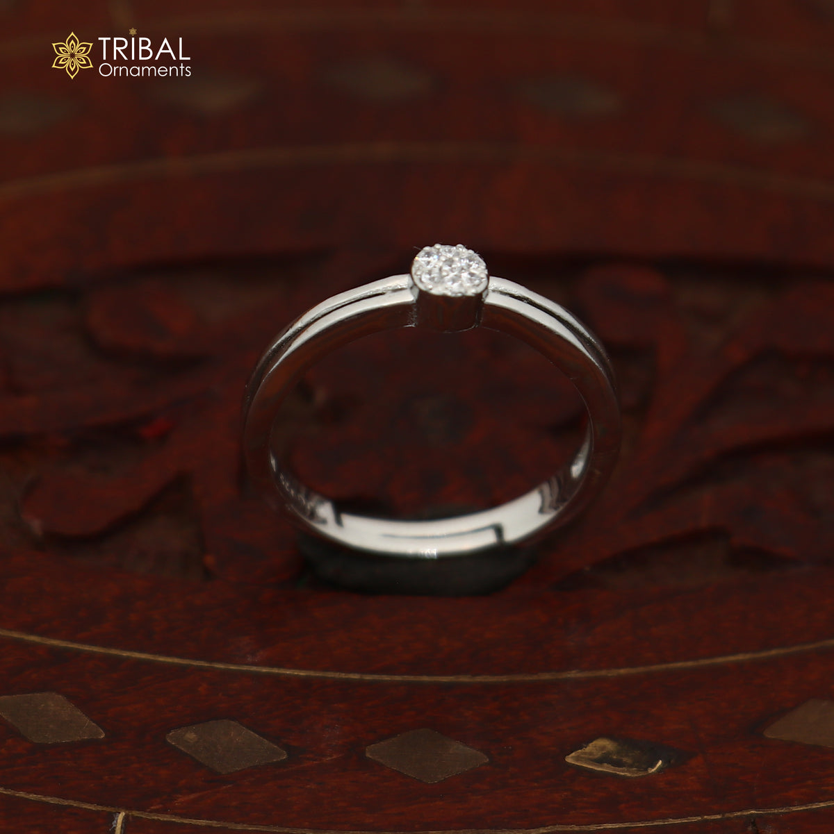 925 sterling silver stylish cz stone ring sr857