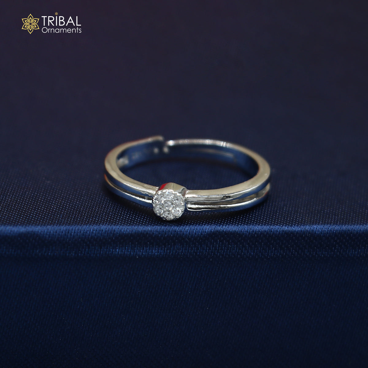 925 sterling silver stylish cz stone ring sr857