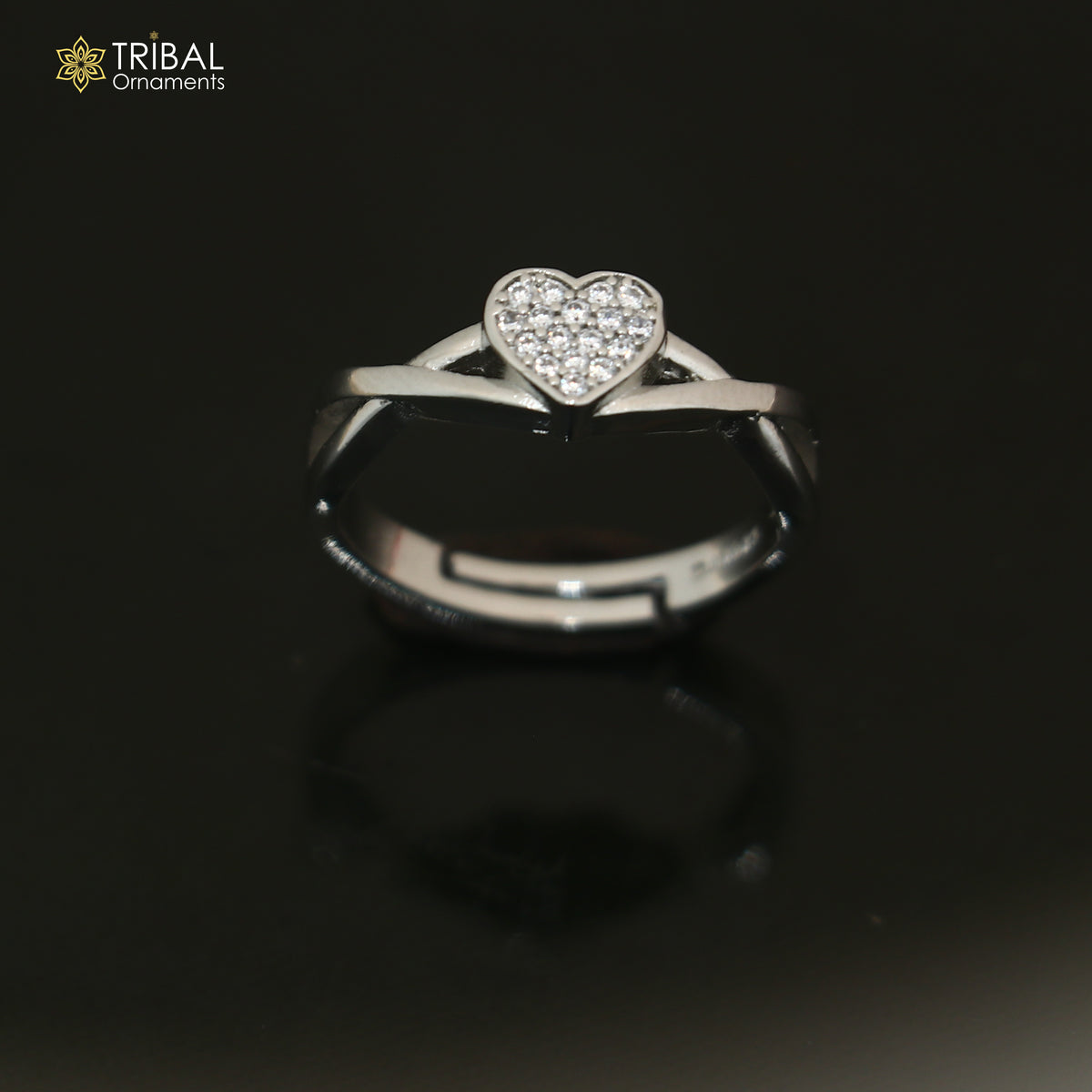 925 sterling silver heart design cz stone ring sr858