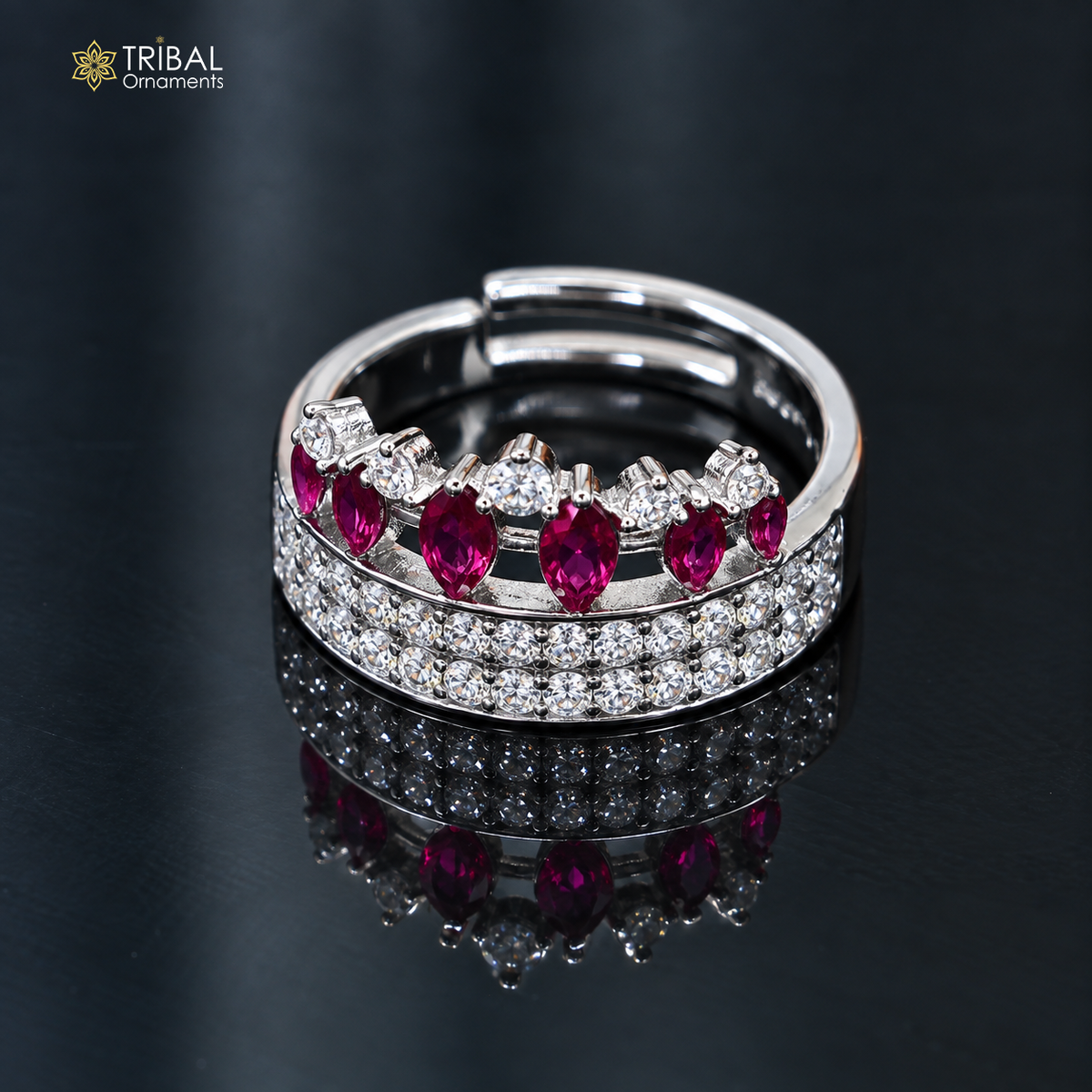925 sterling silver crown style cz stone ring sr859
