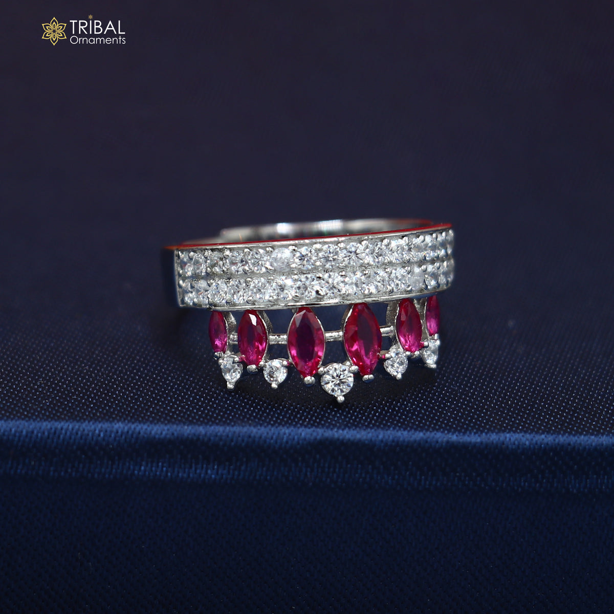 925 sterling silver crown style cz stone ring sr859