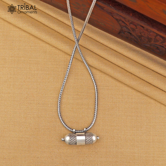 925 Sterling silver vintage customized design amulet pendant, box pendant, mantra box, silver tabiz ssp1524