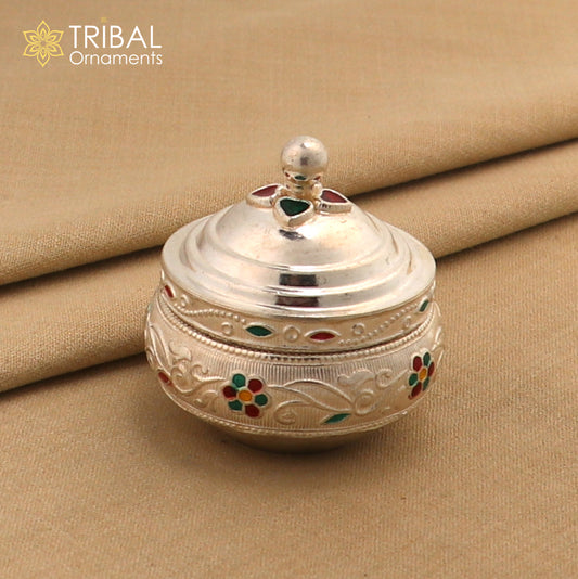 925 sterling silver trinket box, kajal box/casket box, Sindur box collection, container box, eyeliner box best brides  gifting stb392