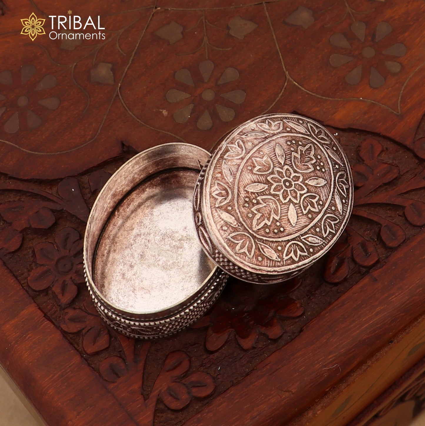Exclusive small bridal  kajal box 925 sterling silver trinket box, container box, small jewelry box, Vermilion bridal art gifting stb743