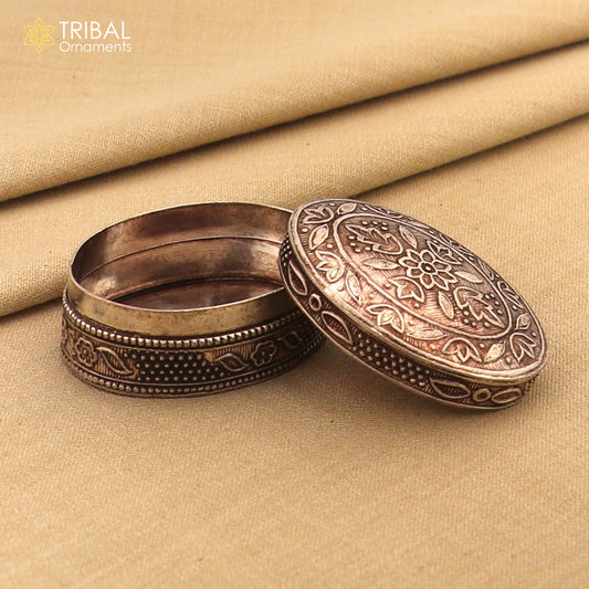 Exclusive small bridal  kajal box 925 sterling silver trinket box, container box, small jewelry box, Vermilion bridal art gifting stb743