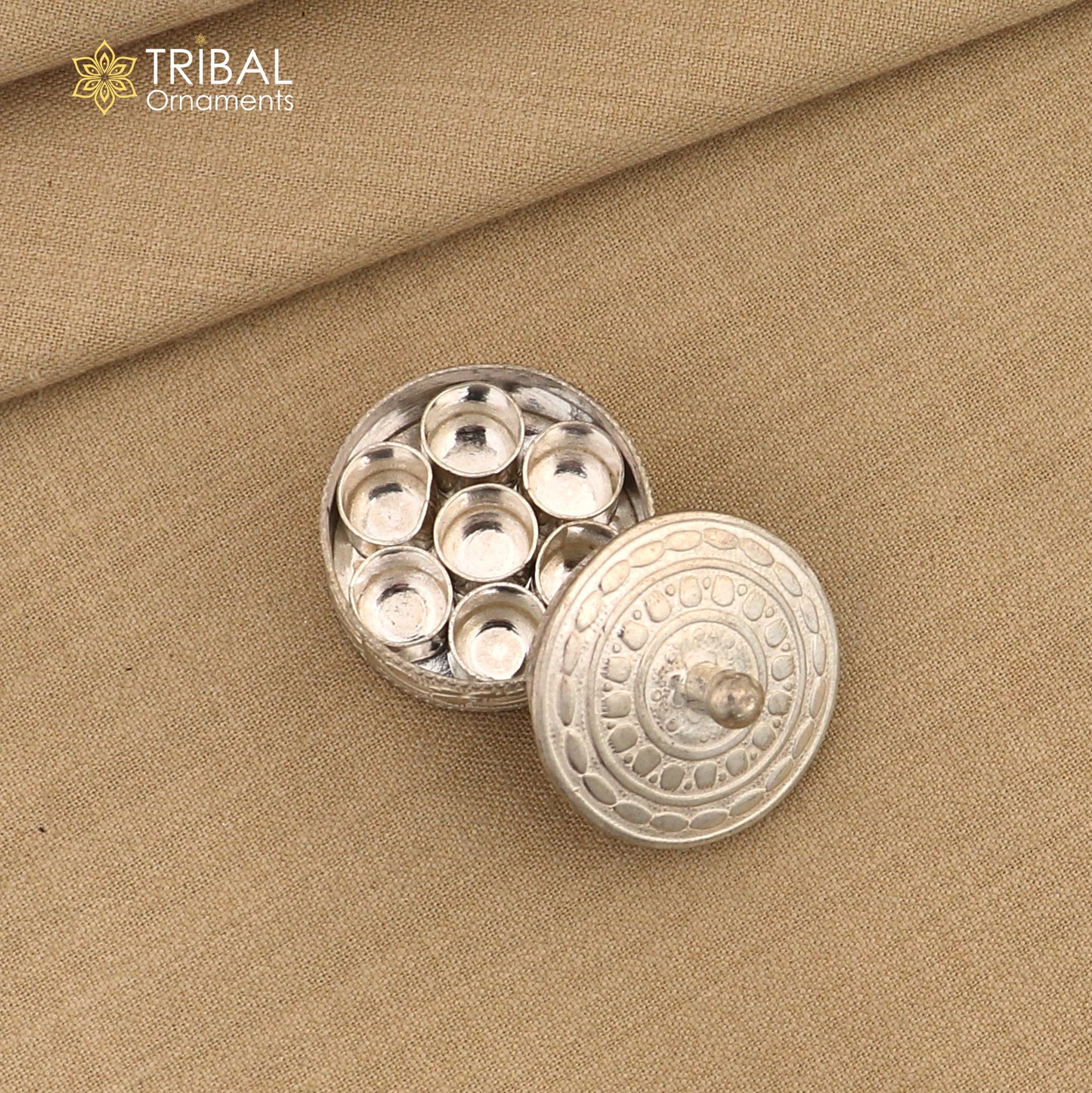 925 silver handmade gorgeous small idol's Prasad box, trinket box, masala/ spices  box stb854