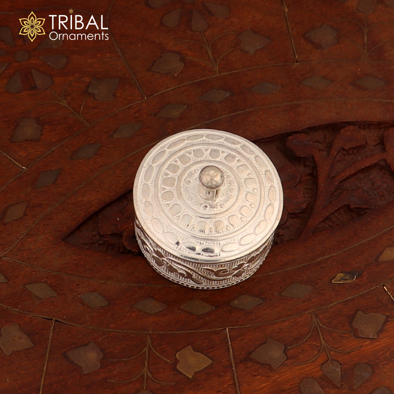 925 silver handmade gorgeous small idol's Prasad box, trinket box, masala/ spices  box stb854