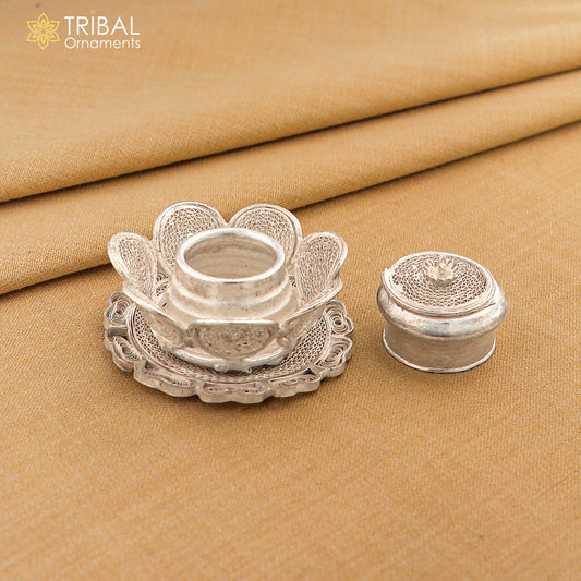 925 Sterling silver handmade fabulous meenakari trinket box, container box, casket box, sindoor box, enamel work customized  box stb863