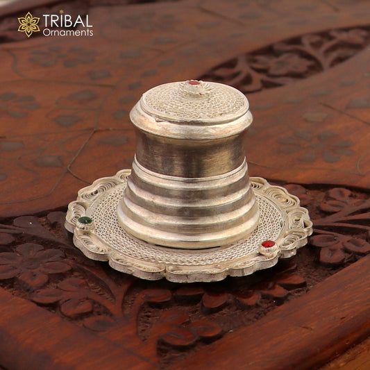 925 Sterling silver handmade fabulous meenakari trinket box, container box, casket box, sindoor box, enamel work customized  box stb864