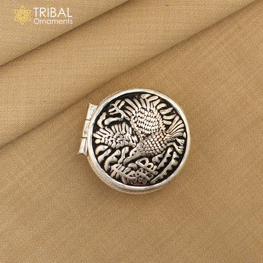 925 sterling silver bird design trinket,casket, Sindoor box brides jewelry stb881