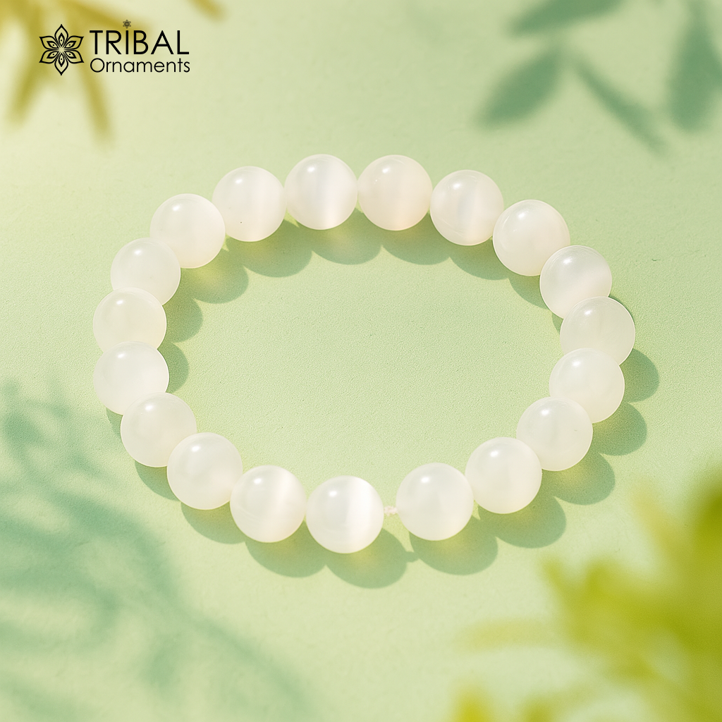 8 MM white natural selenite agate stone beaded handmade bracelet, customized unisex Jewelry, stnbr136