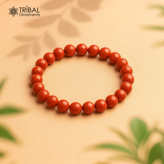 8 MM red jasper stone beaded handmade bracelet, customized unisex Jewelry, stnbr143