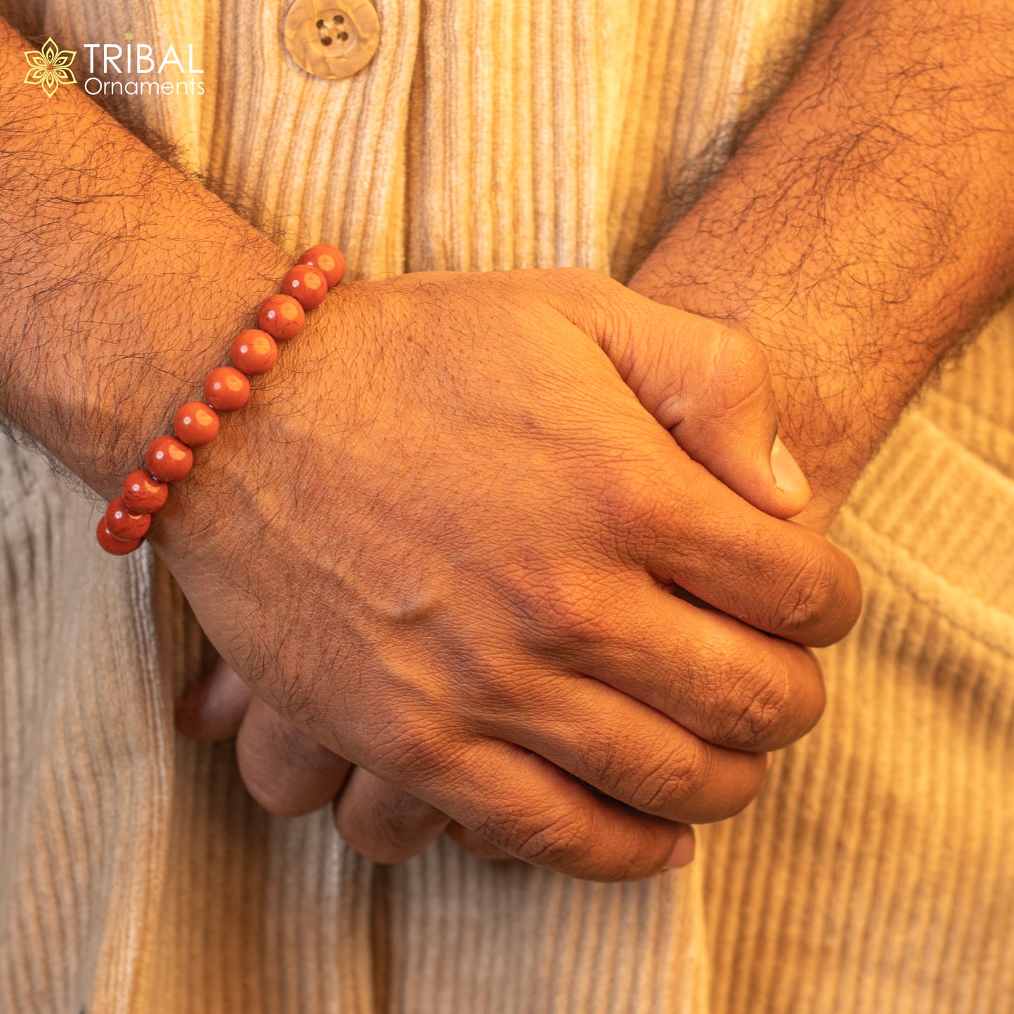 8 MM red jasper stone beaded handmade bracelet, customized unisex Jewelry, stnbr143 - TRIBAL ORNAMENTS