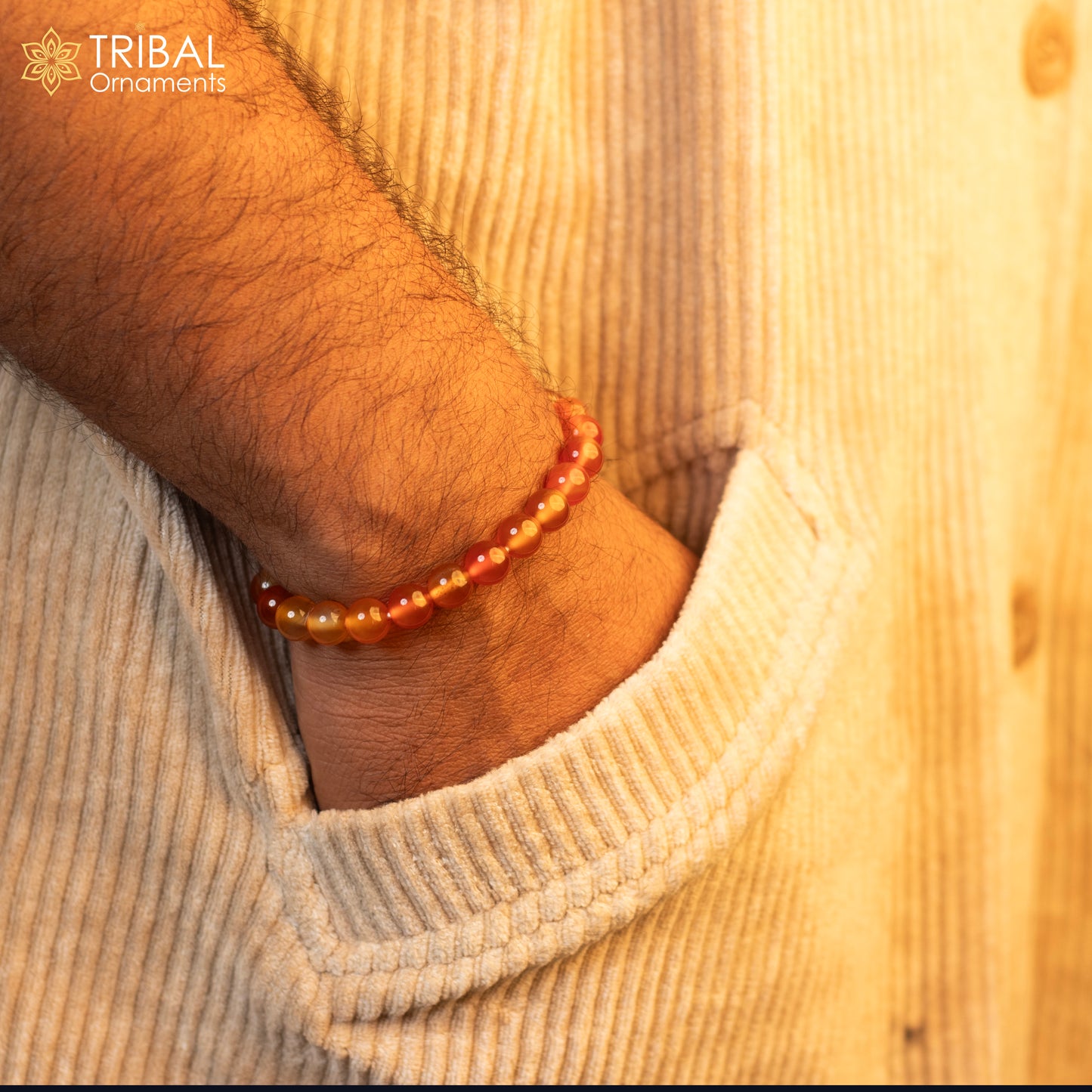 8 MM carnelian natural stone beaded handmade bracelet, customized unisex Jewelry, stnbr144 - TRIBAL ORNAMENTS