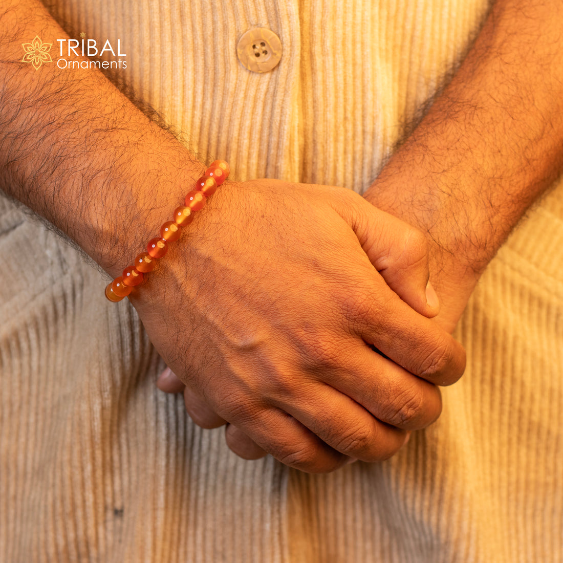 8 MM carnelian natural stone beaded handmade bracelet, customized unisex Jewelry, stnbr144 - TRIBAL ORNAMENTS