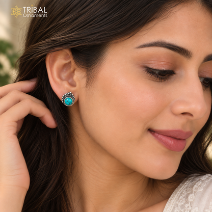 925 sterling silver turquoise stone stud earring best jewelry er415