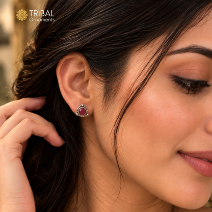 925 sterling silver pink stone stud earring best jewelry er398