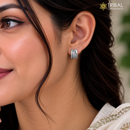 925 sterling silver stylish design cz stone stud earring jewelry er375
