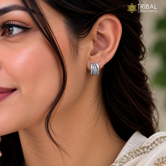 925 sterling silver stylish design cz stone stud earring jewelry er375