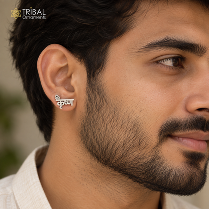925 silver Lord Krishna stud earrings unisex jewelry er348