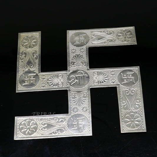 4x4 inches 925 sterling silver handmade swastika amazing divine holy swastik for your home and temple su892 - TRIBAL ORNAMENTS