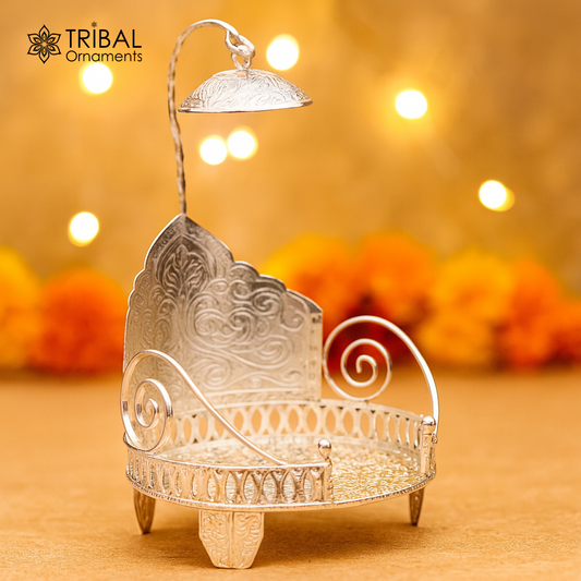 925 sterling silver sterling Sinhasan, singhasan idol god throne, god statue's divine chair, temple puja Chouki article article su1109