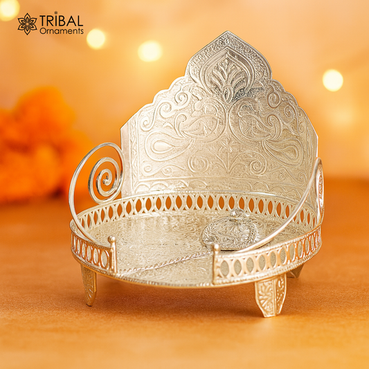 925 sterling silver sterling Sinhasan, singhasan idol god throne, god statue's divine chair, temple puja article collectible article su1112