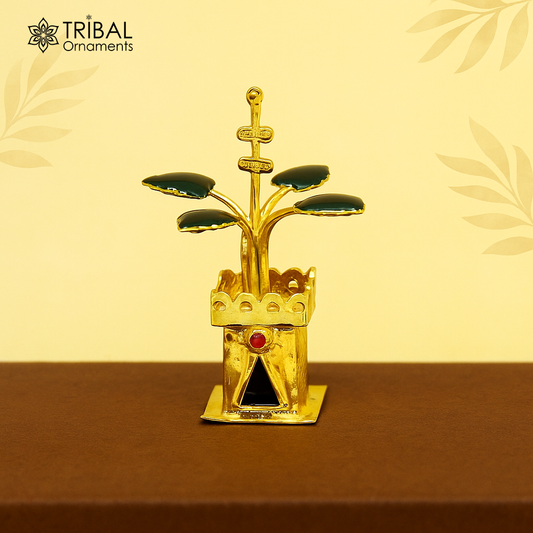 925 sterling silver handmade mini tulsi plant basil rosary plant for puja temple article, excellent  silver worshiping article su1137