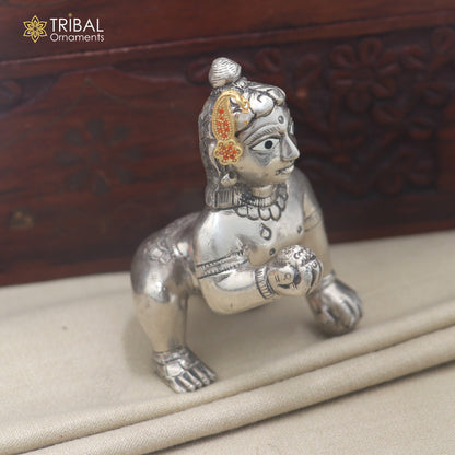 925 sterling silver orange stone laddu Gopala sishful traditional Krishna jewelry su1448