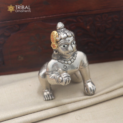 925 sterling silver orange stone laddu Gopala sishful traditional Krishna jewelry su1448