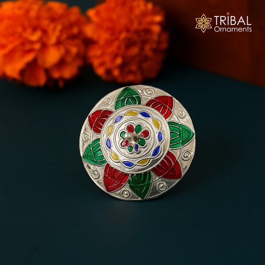925 sterling silver handmade enamel work Firki or Lattu toy , best silver toy for your  baby krishna idols, best silver article india su1152