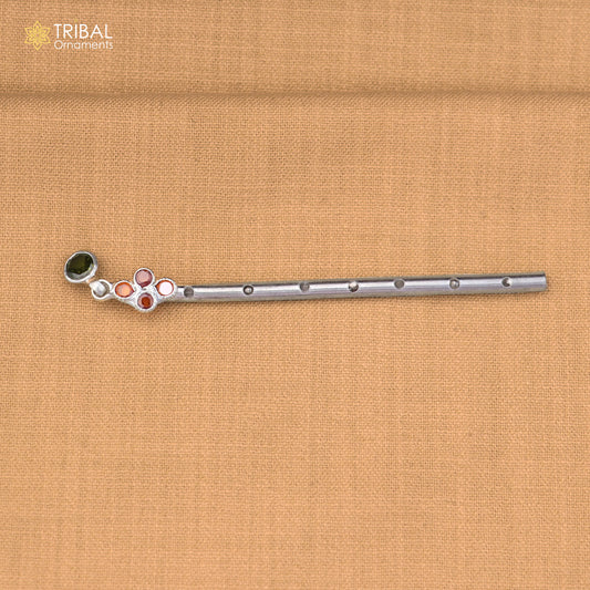 925 sterling silver stone design bansuri laddu Gopala flute, Krishna flute su1427