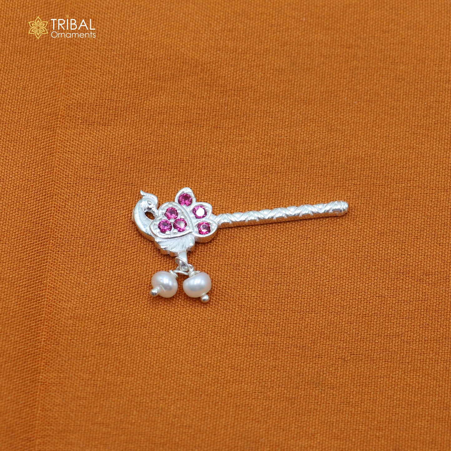 925 sterling silver stone design bansuri laddu Gopala flute, Krishna flute su1432