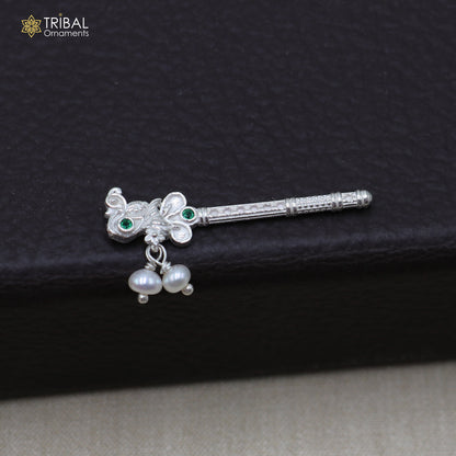 925 sterling silver stone design bansuri laddu Gopala flute, Krishna flute su1433