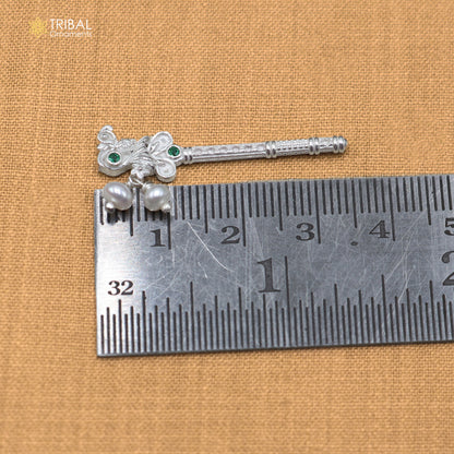 925 sterling silver stone design bansuri laddu Gopala flute, Krishna flute su1433