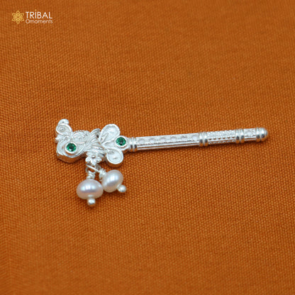 925 sterling silver stone design bansuri laddu Gopala flute, Krishna flute su1433