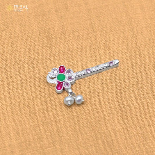 925 sterling silver stone design bansuri laddu Gopala flute, Krishna flute su1435