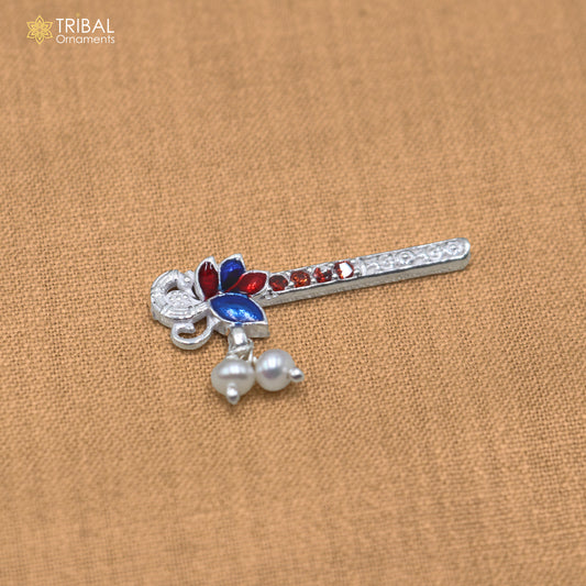 925 sterling silver stone design bansuri laddu Gopala flute, Krishna flute su1436