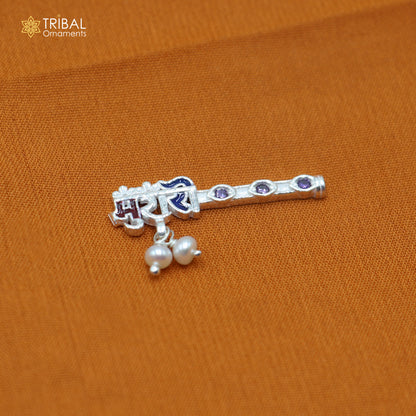 925 sterling silver stone design bansuri laddu Gopala flute, Krishna flute su1437