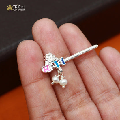 925 sterling silver stone design bansuri laddu Gopala flute, Krishna flute su1438
