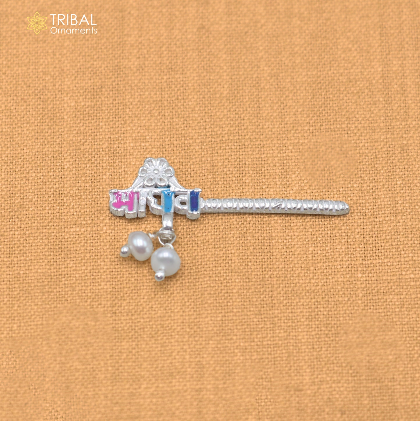 925 sterling silver stone design bansuri laddu Gopala flute, Krishna flute su1438
