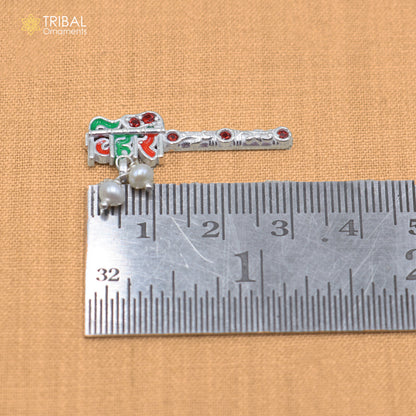 925 sterling silver stone design bansuri laddu Gopala flute, Krishna flute su1439