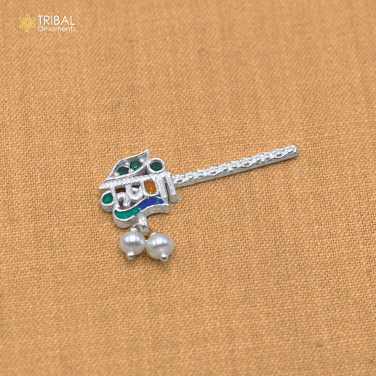 925 sterling silver stone design bansuri laddu Gopala flute, Krishna flute su1440