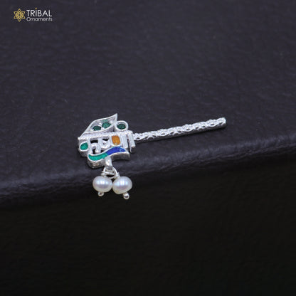 925 sterling silver stone design bansuri laddu Gopala flute, Krishna flute su1440