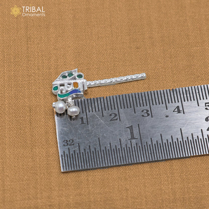 925 sterling silver stone design bansuri laddu Gopala flute, Krishna flute su1440