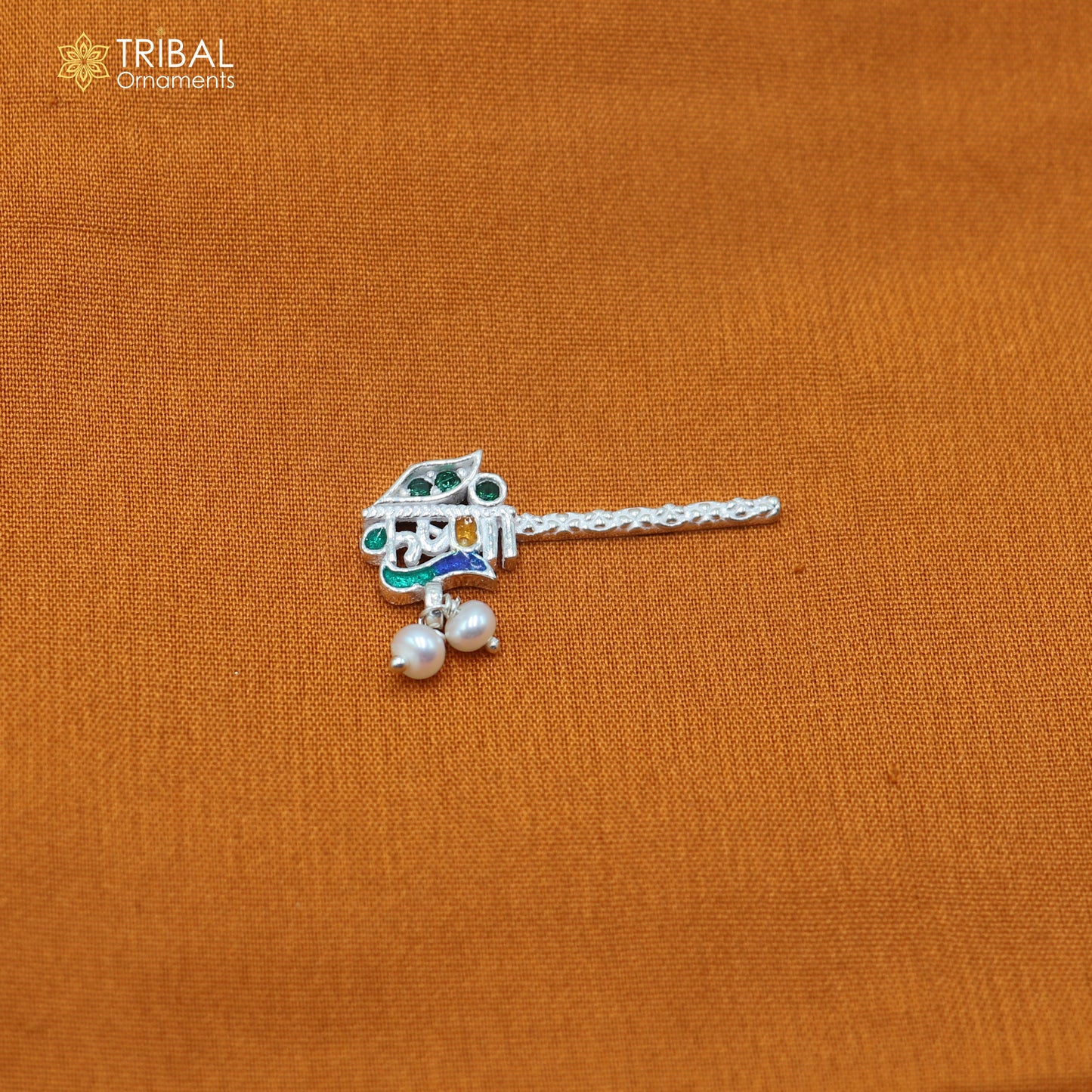 925 sterling silver stone design bansuri laddu Gopala flute, Krishna flute su1440