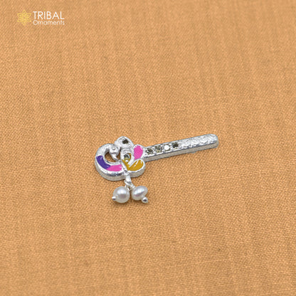 925 sterling silver stone design bansuri laddu Gopala flute, Krishna flute su1441