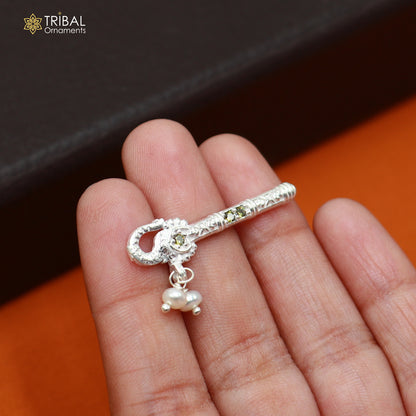 925 sterling silver stone design bansuri laddu Gopala flute, Krishna flute su1442