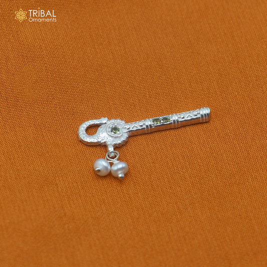 925 sterling silver stone design bansuri laddu Gopala flute, Krishna flute su1442