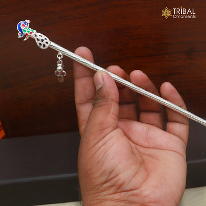 925 sterling silver minakari design bansuri laddu Gopala flute, Krishna flute su1443